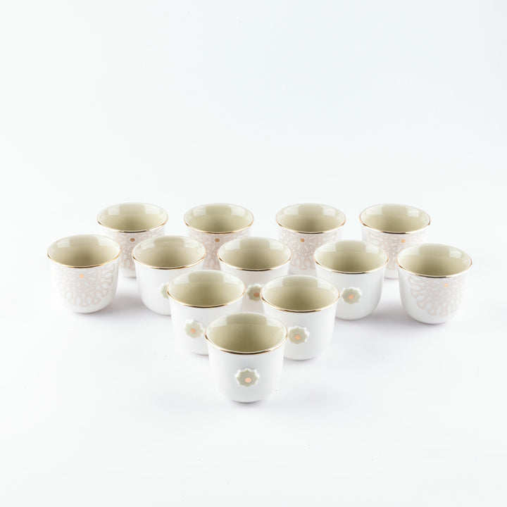 12-Piece Arabic Coffee Set from Asalah - Beige and Gold
