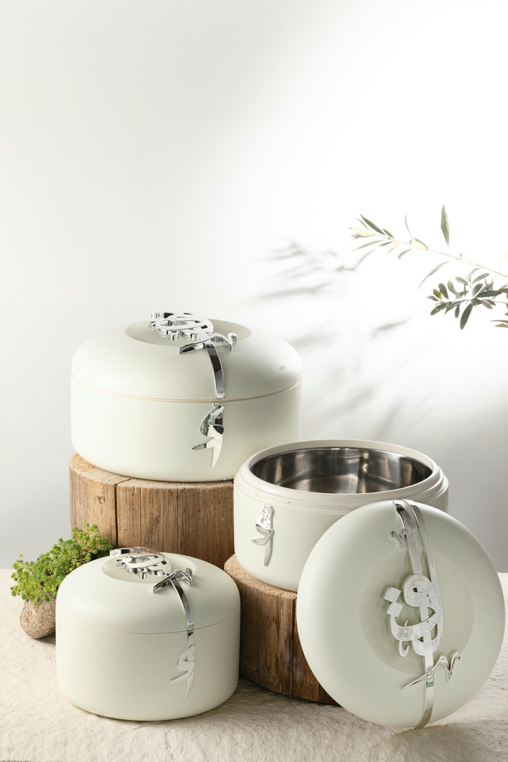 Food Warmer Set From Liqaa -  Pearl White + Silver